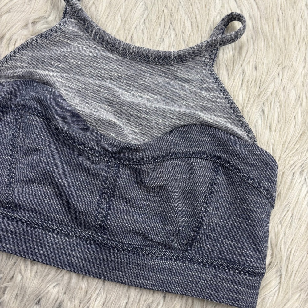 Prana Women's S Marled Gray Leily High Neck Pullover Sports Bra Yoga Barre - Picture 2 of 5